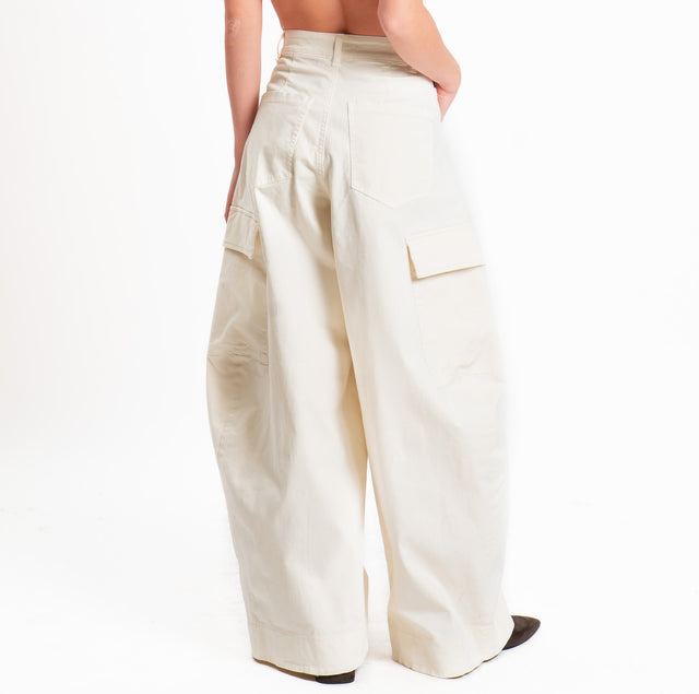 Motel-Pantalone cargo wide leg - burro