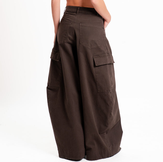 Motel-Pantalone cargo wide leg - moro