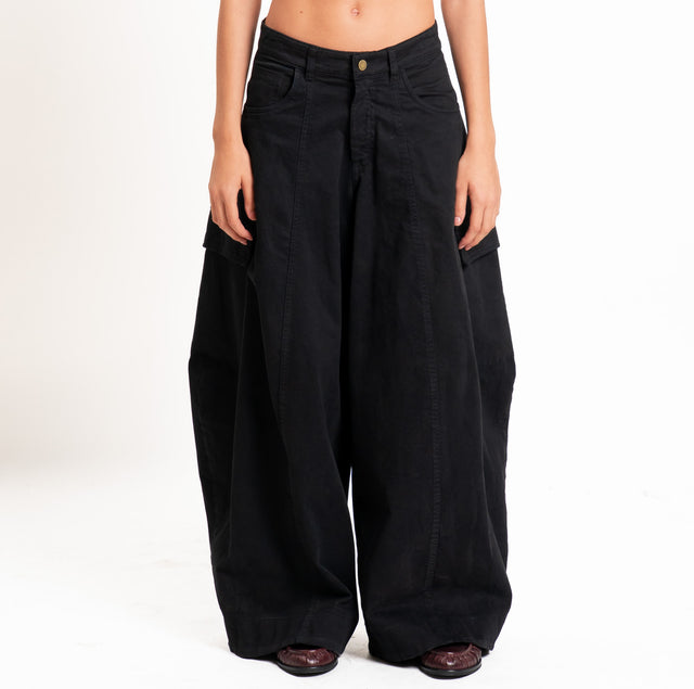 Motel-Pantalone cargo wide leg - nero