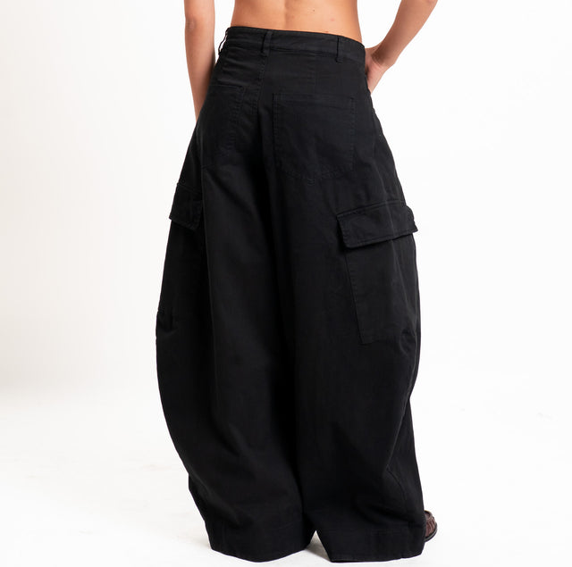 Motel-Pantalone cargo wide leg - nero