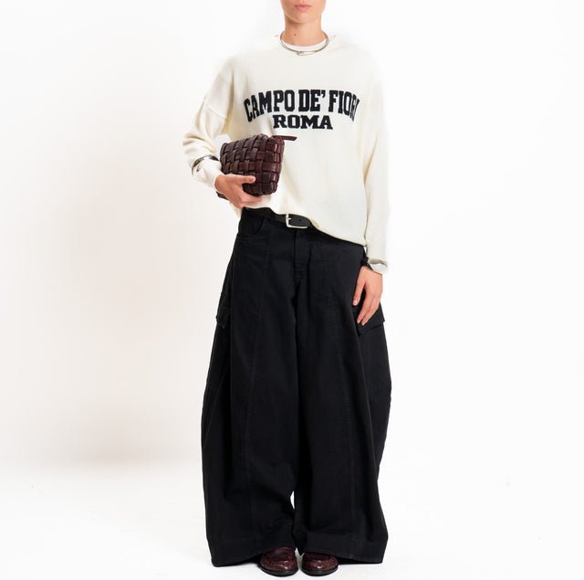 Motel-Pantalone cargo wide leg - nero
