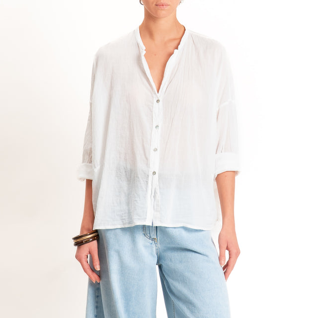 Motel-Camicia mussola collo coreana - bianco