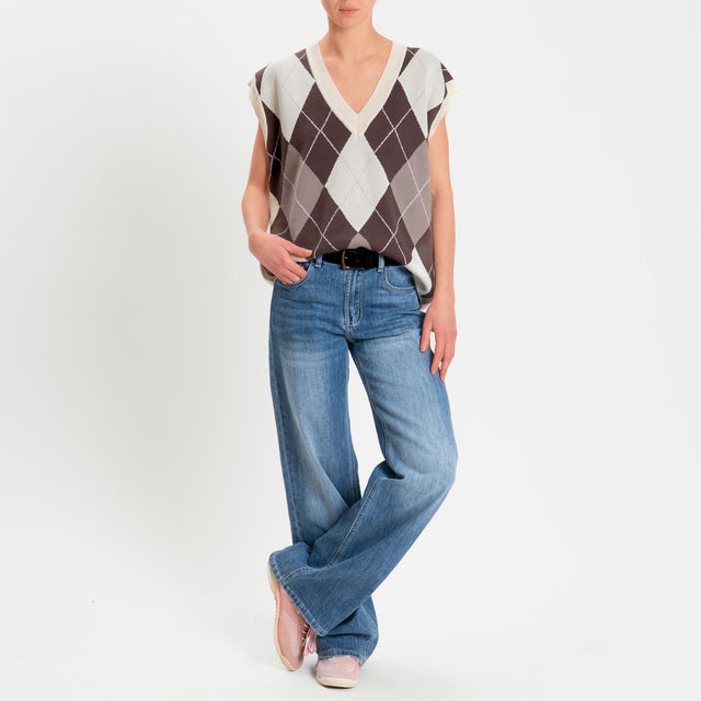 Motel-Gilet arglye 100% cotone - panna/moro/taupe