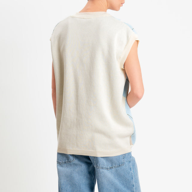 Motel-Gilet arglye 100% cotone - burro/azzurro/taupe