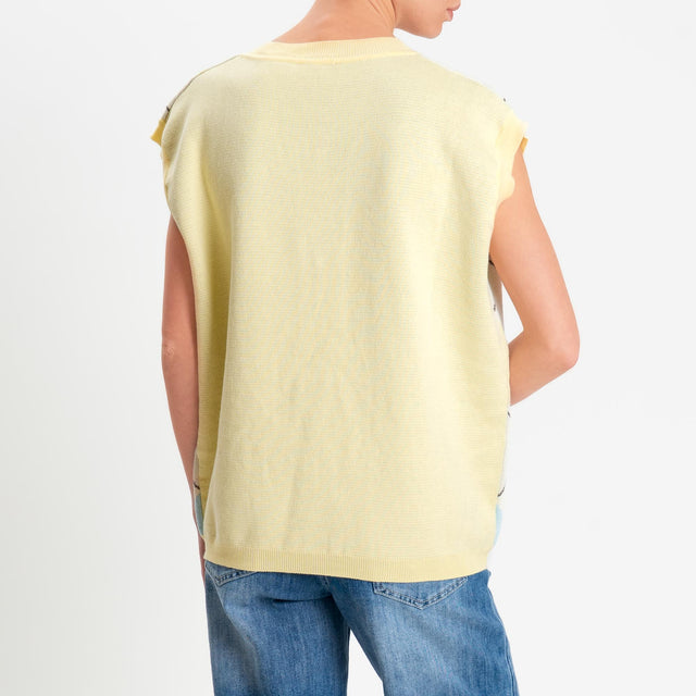Motel-Gilet arglye 100% cotone - giallo/panna/azzurro
