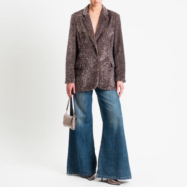 Motel-Giacca paillettes velluto ciniglia - fango