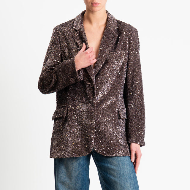 Motel-Giacca paillettes velluto ciniglia - fango