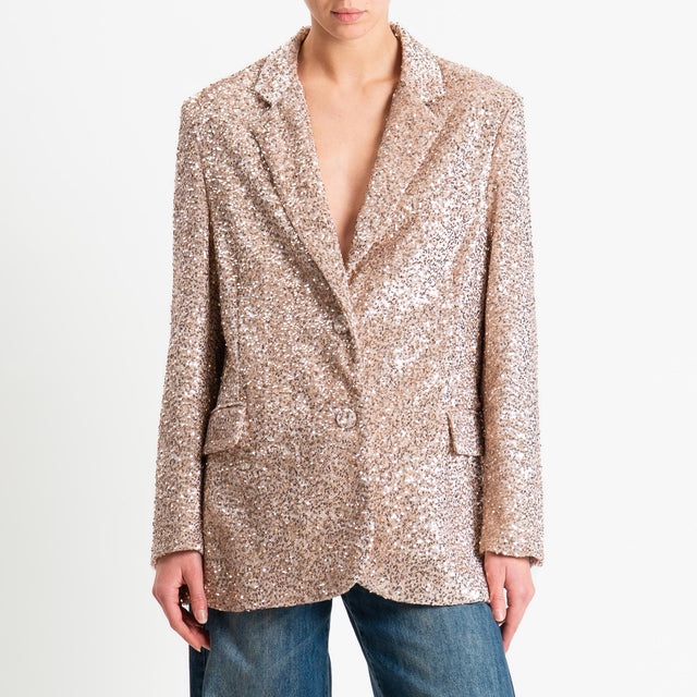 Motel-Giacca paillettes velluto ciniglia - nude