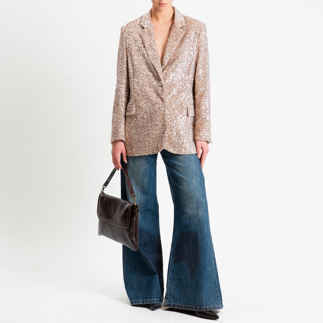 Motel-Giacca paillettes velluto ciniglia - nude