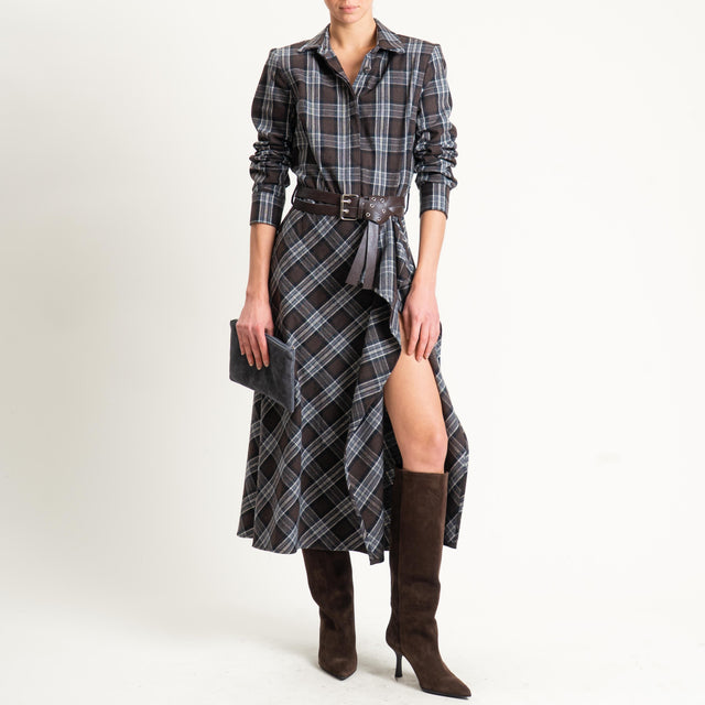 Motel-Abito check con cintura - moro/grigio/burro