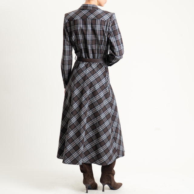 Motel-Abito check con cintura - moro/grigio/burro