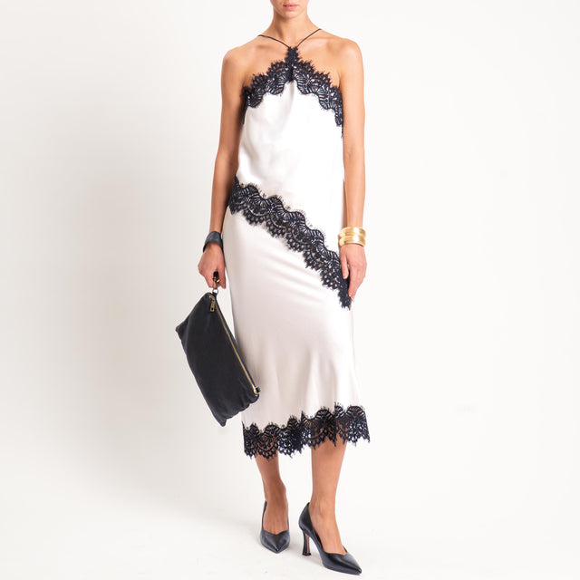 Motel-Gonna satin con pizzo - avorio/nero