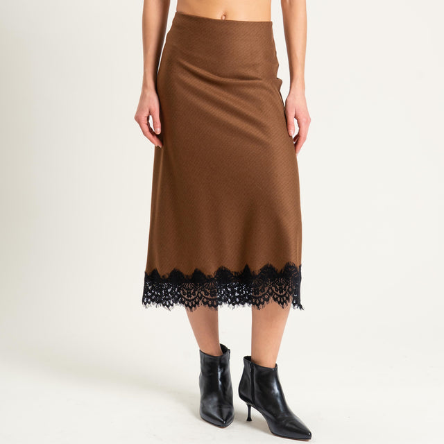 Motel- Gonna gessata con pizzo - tabacco