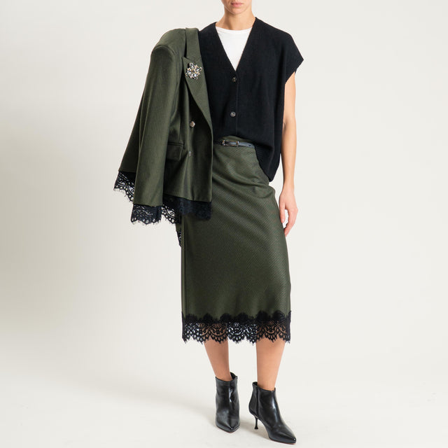 Motel- Gonna gessata con pizzo - militare