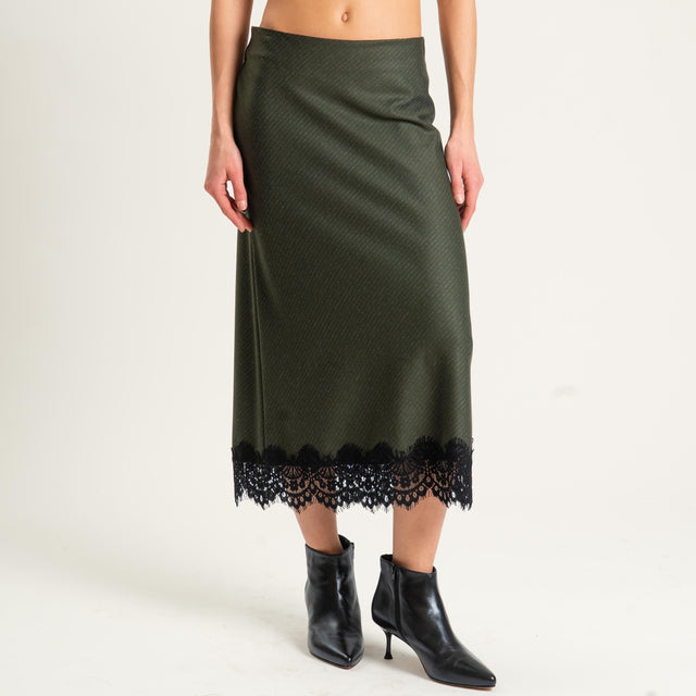 Motel- Gonna gessata con pizzo - militare