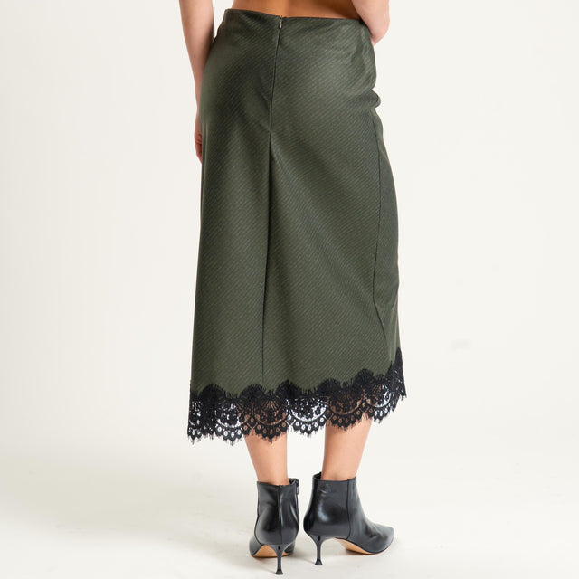 Motel- Gonna gessata con pizzo - militare