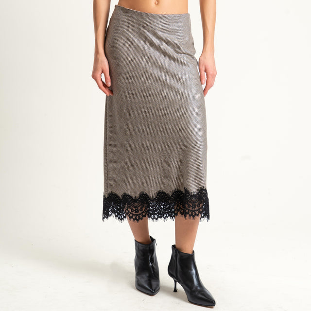 Motel- Gonna fantasia con pizzo - nero/sand