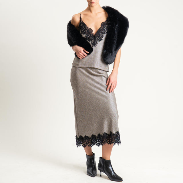 Motel- Gonna fantasia con pizzo - nero/sand
