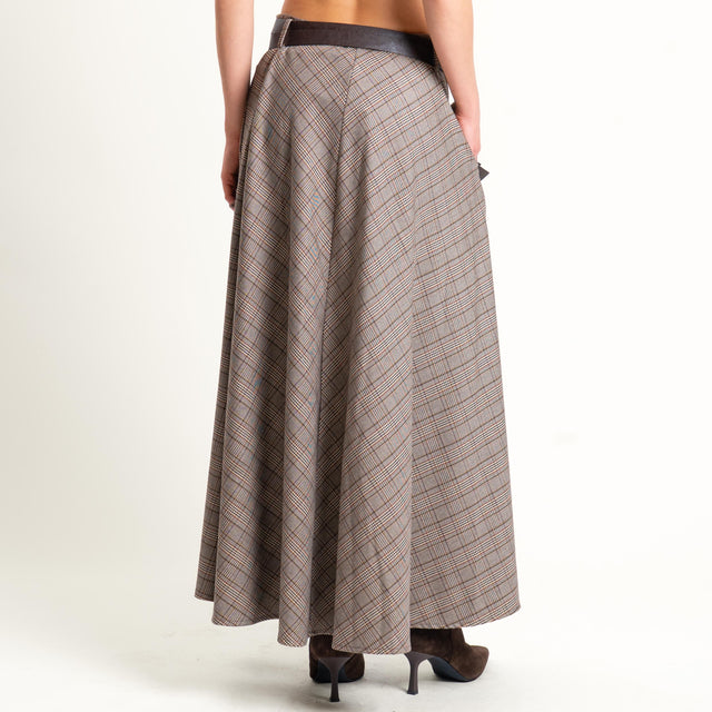 Motel-Gonna principe di galles con bottoni davanti - moro/sand/vino