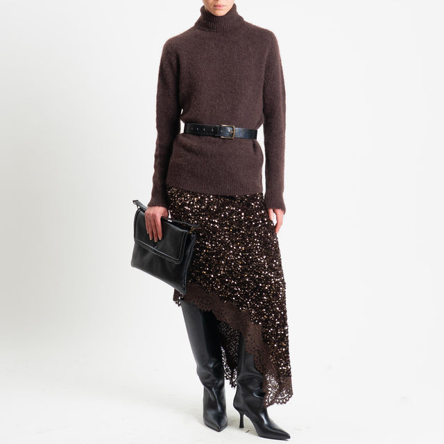 Motel-Gonna asimmetrica con paillettes - moro