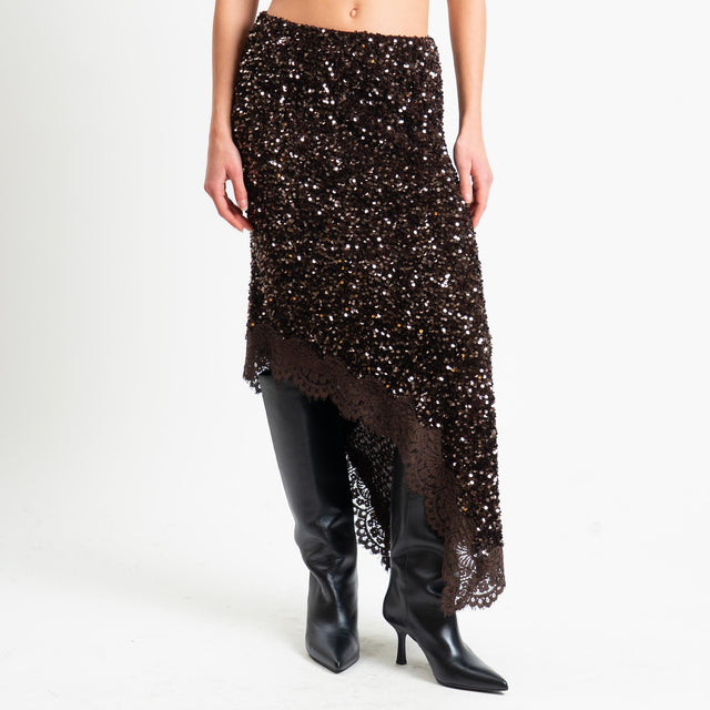 Motel-Gonna asimmetrica con paillettes - moro