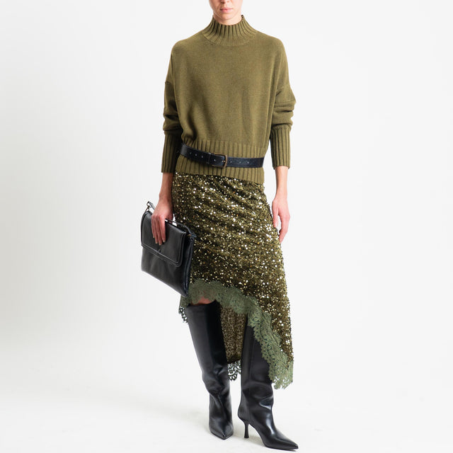 Motel-Gonna asimmetrica con paillettes - militare