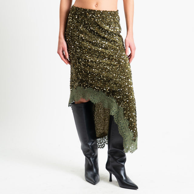 Motel-Gonna asimmetrica con paillettes - militare
