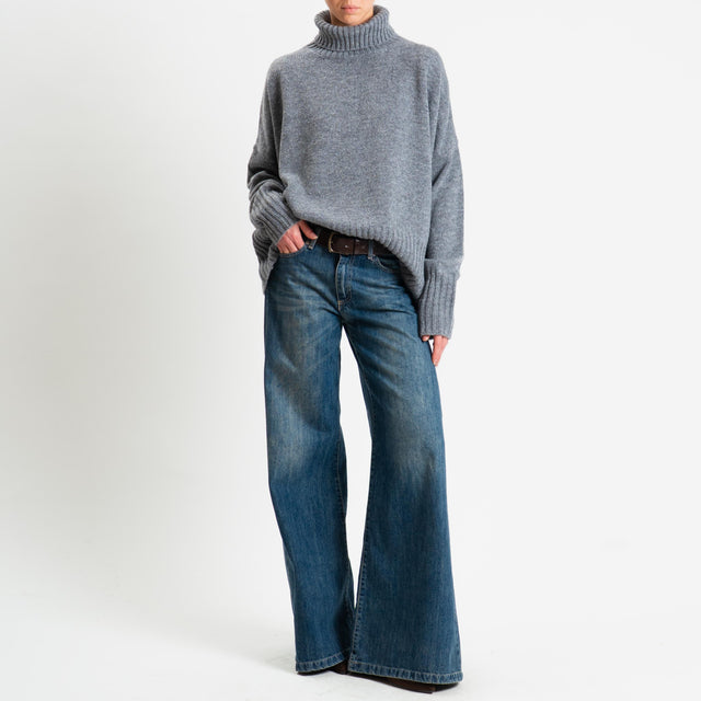 Motel-Maglia collo alto a scatola misto lana - charcoal