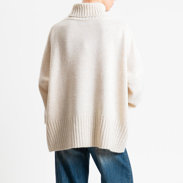 Motel-Maglia collo alto a scatola misto lana - Bianco