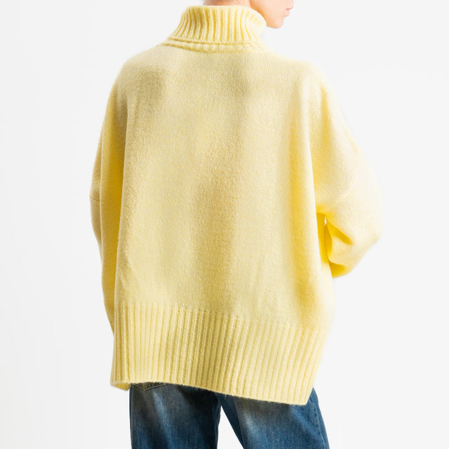 Motel-Maglia collo alto a scatola misto lana - yellow