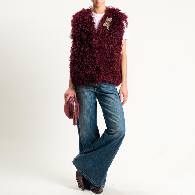 Motel-Gilet ecomongolia con spilla - Bordeaux