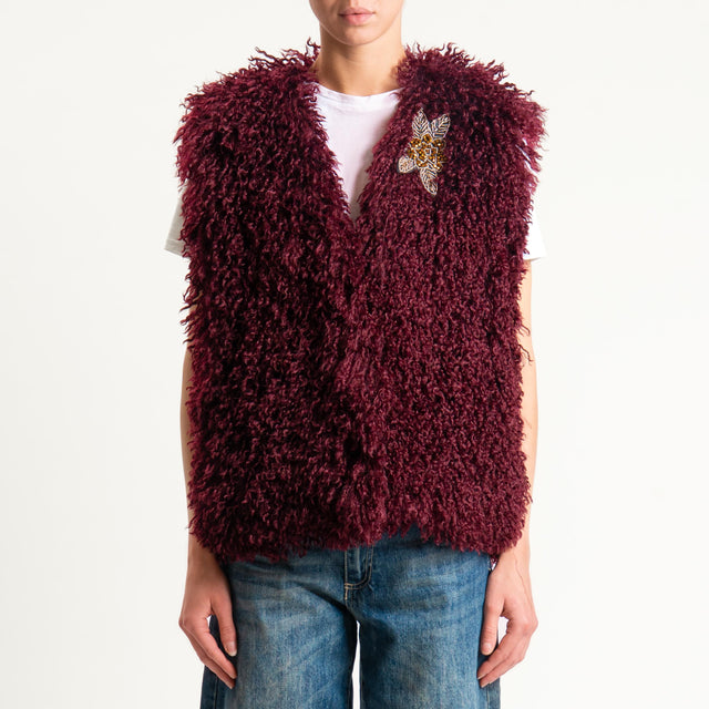 Motel-Gilet ecomongolia con spilla - Bordeaux