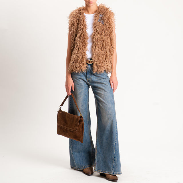 Motel-Gilet ecomongolia con spilla - miele