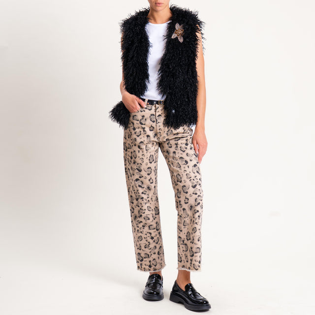 Motel-Gilet ecomongolia con spilla - nero