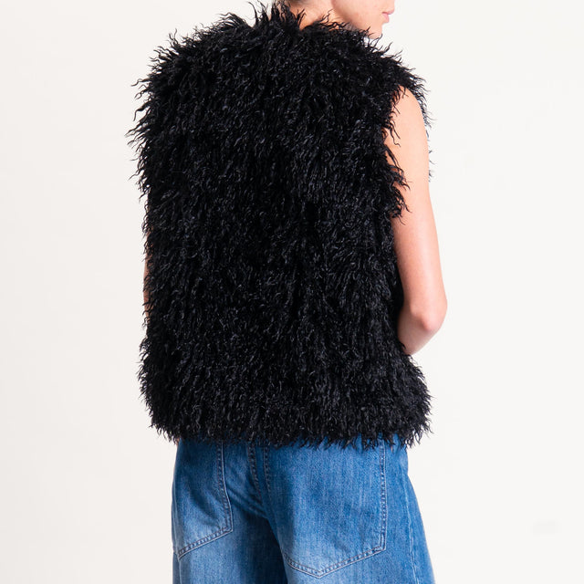 Motel-Gilet ecomongolia con spilla - nero
