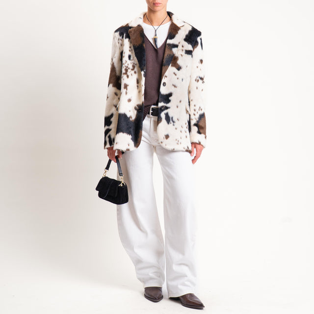 Motel-Giacca cow print due bottoni - latte/nero/moro
