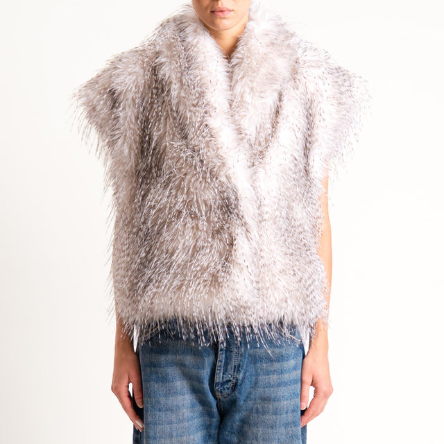 Motel-Gilet ecopelliccia - burro/nero