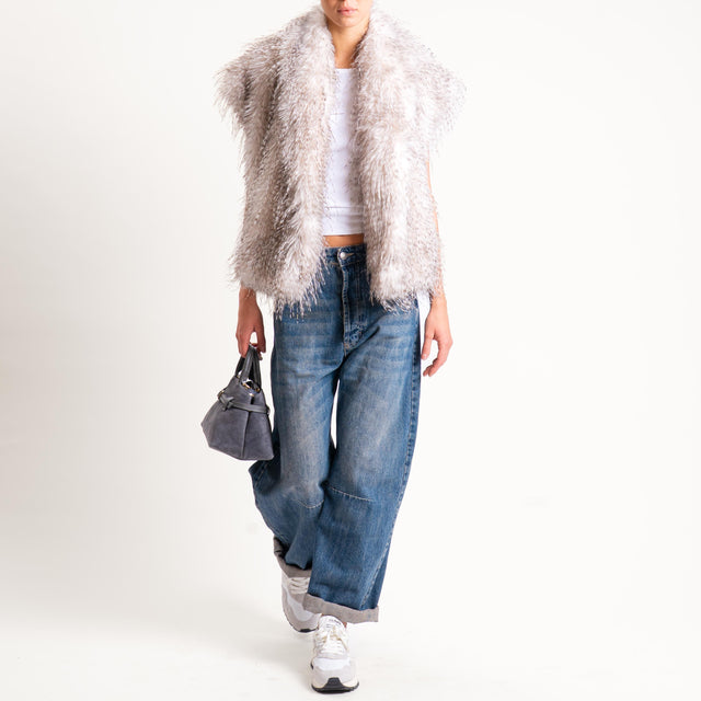 Motel-Gilet ecopelliccia - burro/nero