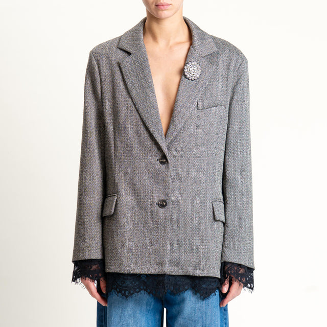 Motel-Giacca spinata con pizzo - grigio/nero