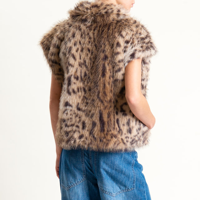Motel-Gilet ecopelliccia animaliier con spilla - sand/moro