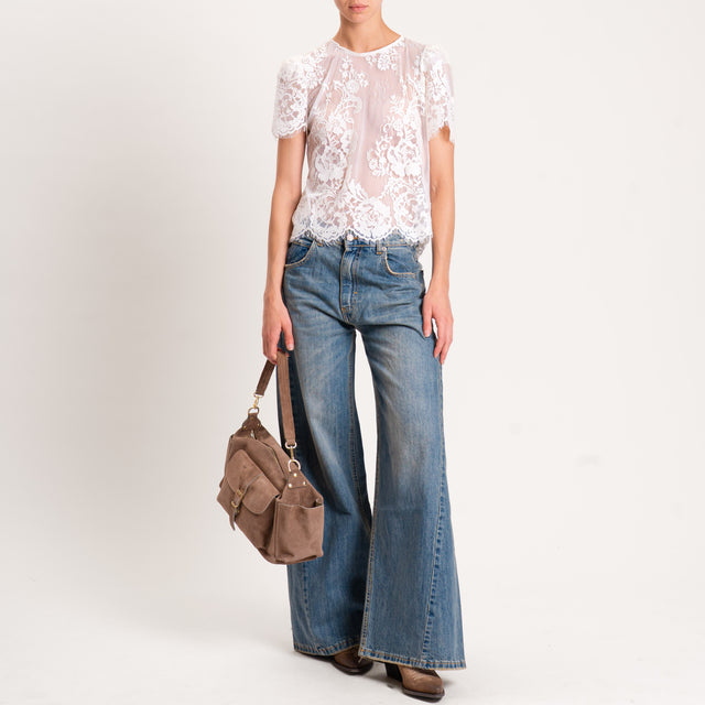 Motel-Blusa in pizzo bottone dietro - burro