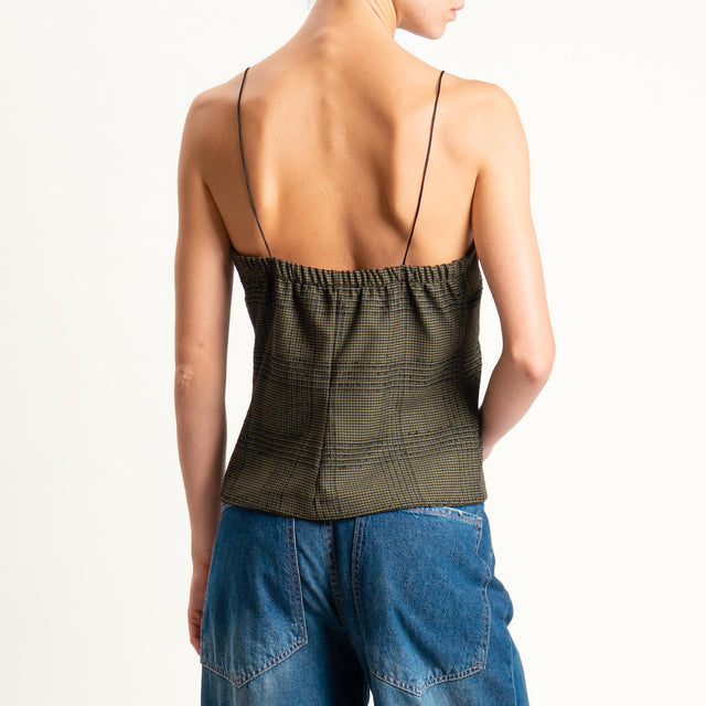 Motel-Top pied de poule con pizzo - militare/nero