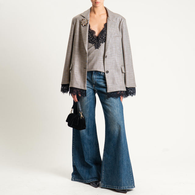 Motel- Top fantasia con pizzo - nero/sand