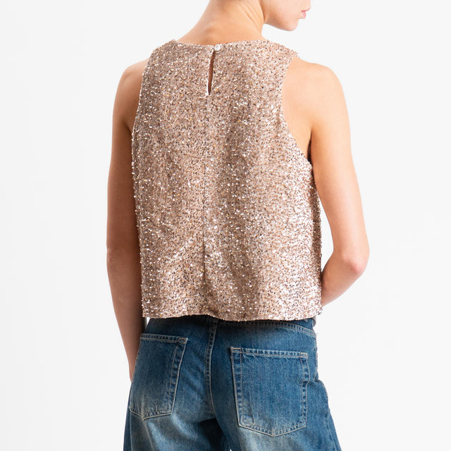 Motel-Top paillettes velluto ciniglia - nude