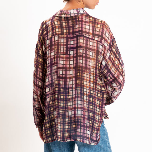 Motel-Camicia check - vino/rosa