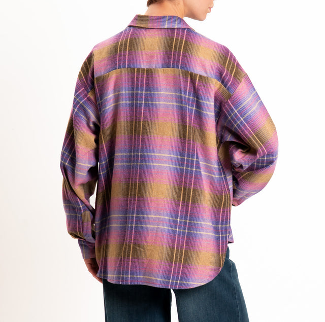 Motel-Camicia in flanella con taschino - viola/bubble/olio