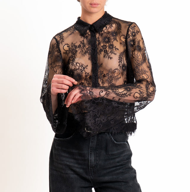 Motel-Camicia in pizzo - nero