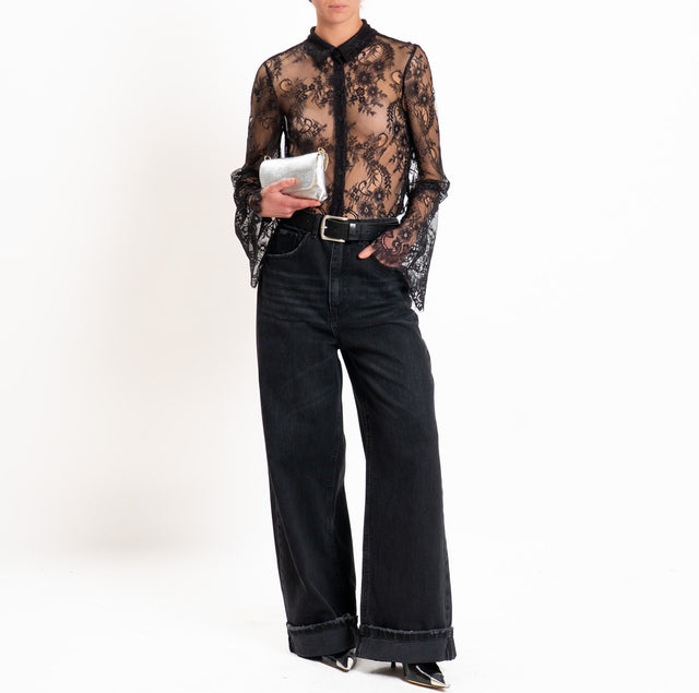 Motel-Camicia in pizzo - nero