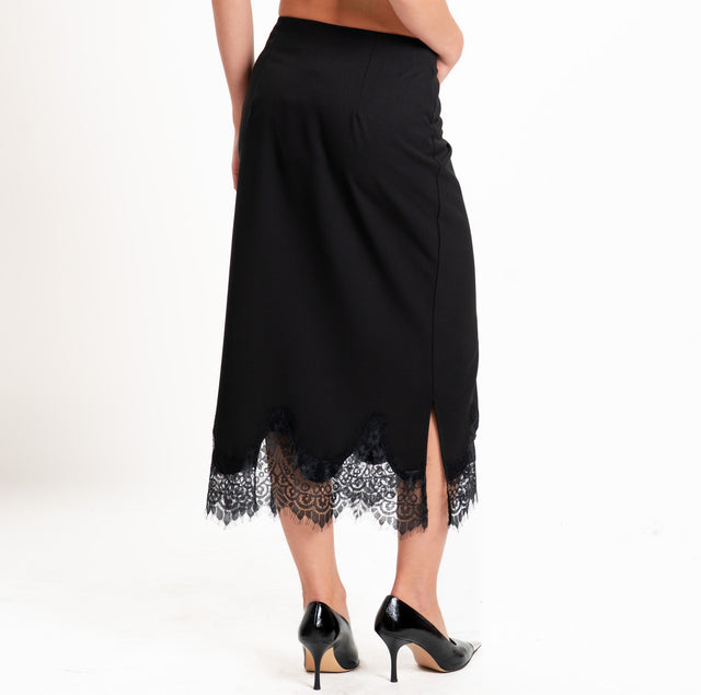 Motel-Gonna spacchi laterali con pizzo - nero