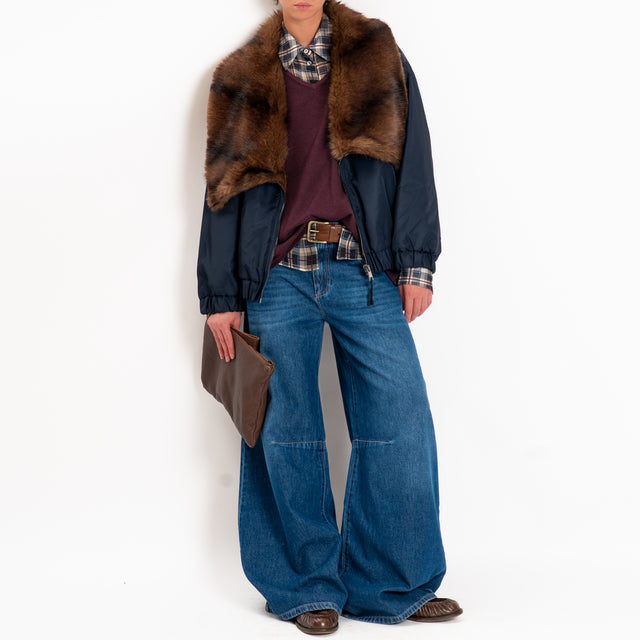 Motel-Bomber con ecopelliccia - blu